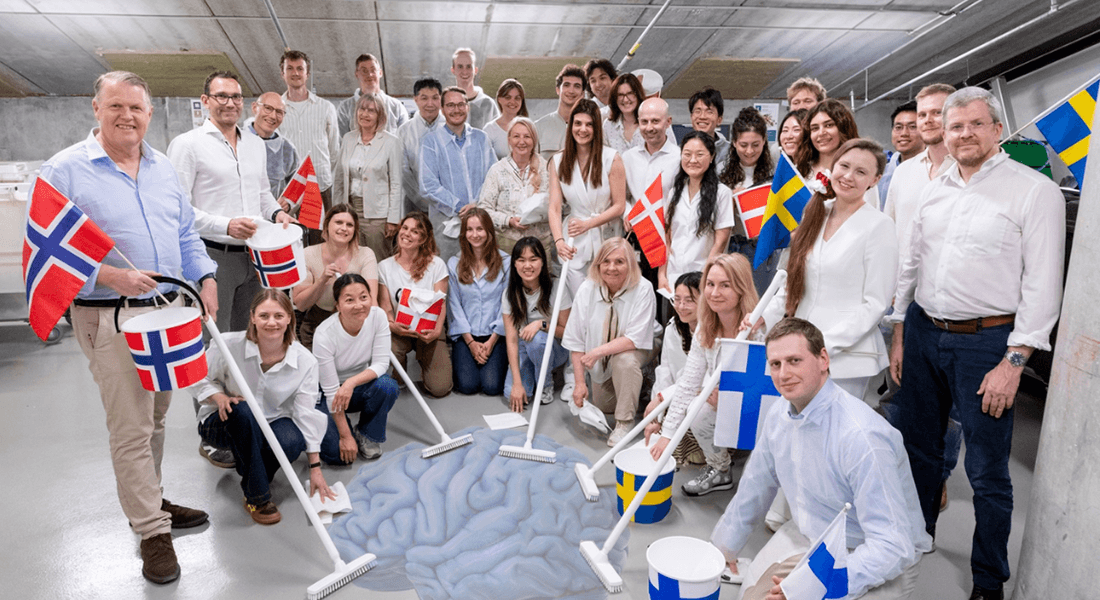 All five research units at the Nordic Center for Glymphatic Biology gathered for a kick-off meeting in Copenhagen in June 2026. Photo: Kent Pørksen